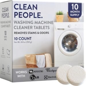 THE CLEAN PEOPLE Washing Machine Cleaner – Washer Machine Cleaner Tablets for Removing Odor, Grime & Scale Buildup – Front Load and Top Load Laundry Machine Cleaner – 10 Count