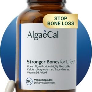 ALGAECAL – Plant Based Calcium Supplement for Women & Men – Organic Calcium 750mg with Vitamin D3 1000 IU, 13 Minerals for Bone Strength, Bone Health Support, 90 Veggie Caps (1 Pack)