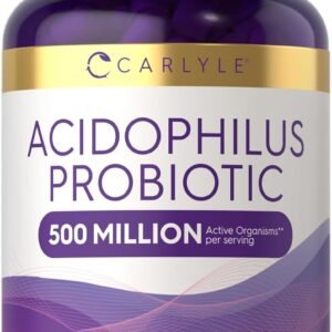 Carlyle Acidophilus Probiotic Capsules for Women and Men | 500 Million CFU | 200 Pills | Lactobacillus Supplement | Non-GMO and Gluten Free