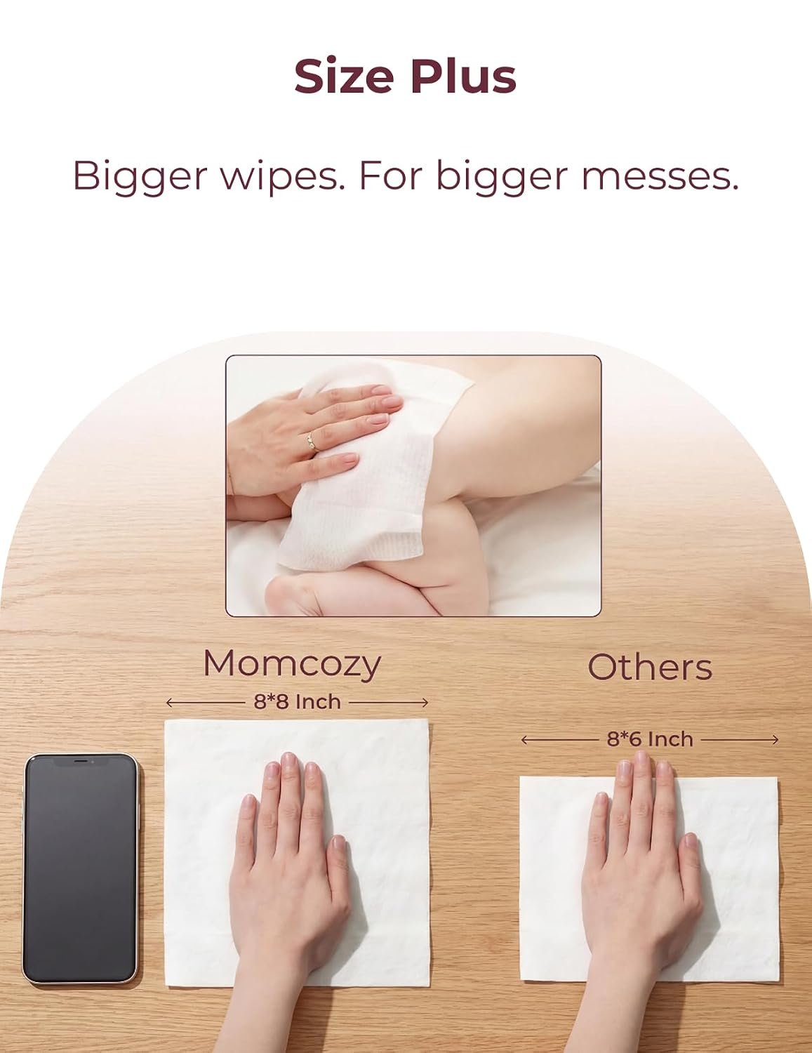 Momcozy Baby Wipes-Extra Large Size Design, 99% Water Based, Unscented & Hypoallergenic, Cleansing & Moisturizing Baby Wipes for Sensitive Skin, 8 Flip-Top Packs (480 Wipes Total) - Image 4