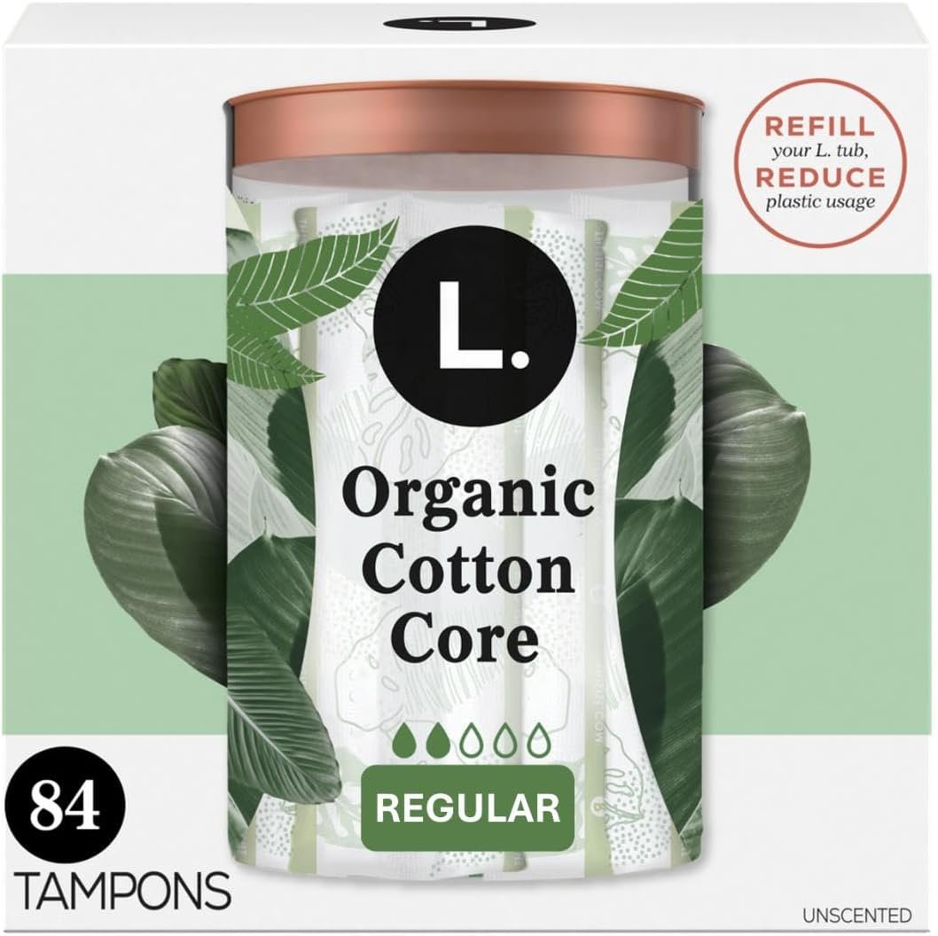 L. Cotton Tampons Regular Absorbency, Contains an Organic Cotton Core, Made Without Synthetic Pesticides, or Fragrances 84 Count (2 Packs of 42)
