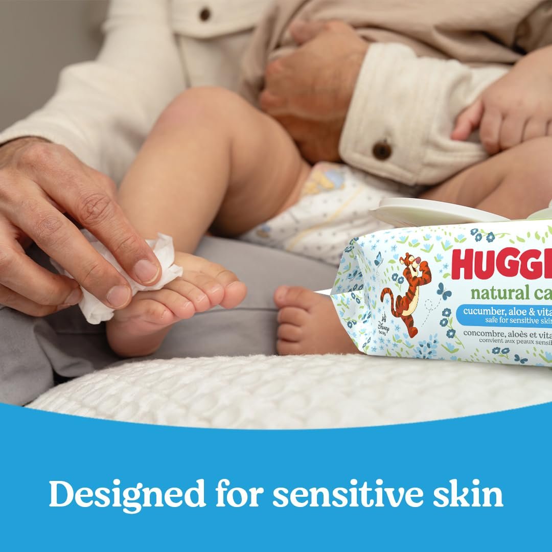 Huggies Natural Care Cucumber, Aloe and Vitamin E Baby Wipes, Hypoallergenic, Scented, 10 Flip-Top Packs (560 Wipes Total), Packaging May Vary - Image 7