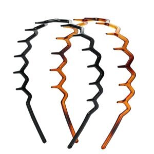 Zigzag Headbands for Women 2 Pack Hair Comb Headbands With Teeth Fashion Hair Accessories Plastic Non-Slip Wavy Headband for Women Gift Daily Styling