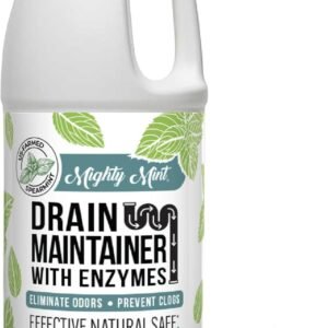 Mighty Mint Enzyme Drain Maintainer – Drain Cleaner & Deodorizer for Odor Control and Buildup Prevention – Safe for Pipes, Septic & Grease Traps – 32 oz.