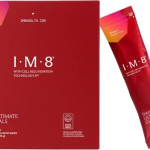 IM8 Daily Ultimate Essentials All-in-One Multivitamin Supplement, 92 Nutrient Rich Ingredients CoQ10, Probiotics, Vitamins, Greens, Gluten Free, Vegan (30 Packets, Mango & Passion Fruit)