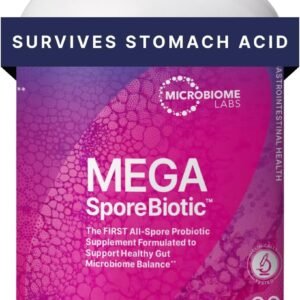 Microbiome Labs MegaSporeBiotic Probiotics for Women & Men – Spore-Based Probiotic for Gut Health & Digestive Support – Shelf-Stable, Travel-Friendly, Mens & Womens Probiotics (60 Capsules)