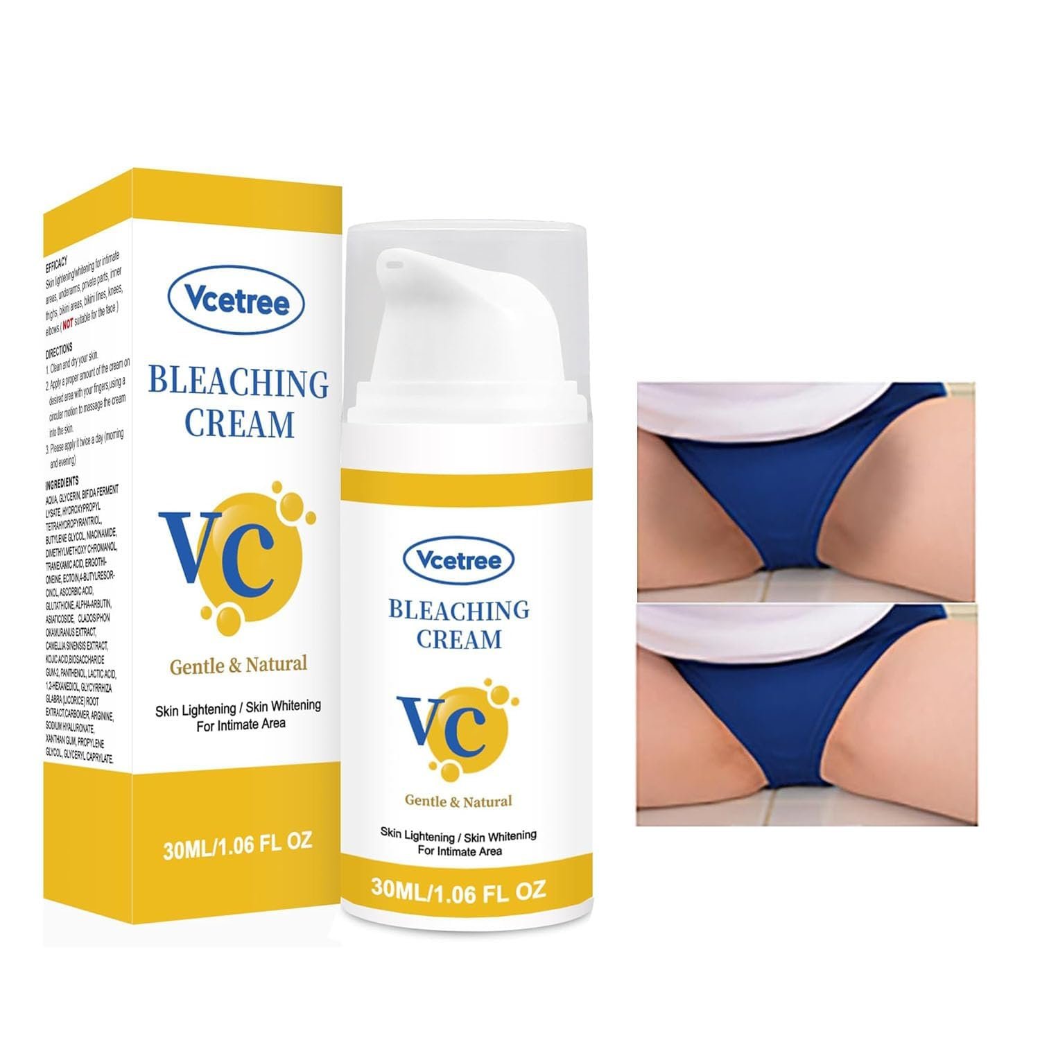 Skin Bleaching Cream Skin Lightening for Body Intimate Areas, Private Parts, Underarm, Knees, Elbows, Inner Thigh, Bikini Area, Whitening Cream Dark Spot Remover For Intimate Areas (1FL OZ)
