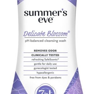 Summer’s Eve Feminine Wash, Delicate Blossom, Daily pH-Balanced Body Wash for Women, Feminine Care to Remove Vaginal Odor, Gynecologist Tested, 15 Fl Oz