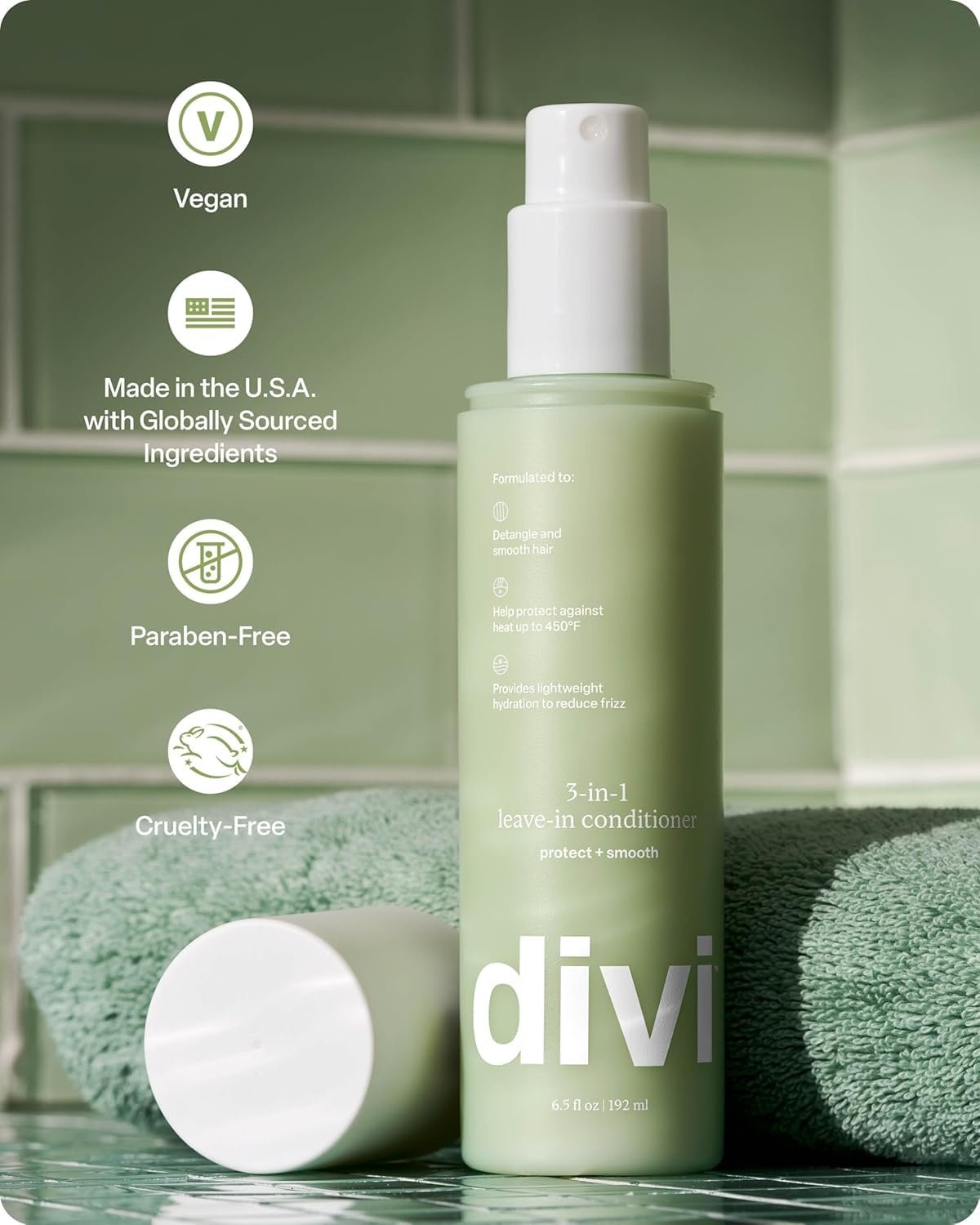 Divi 3-in-1 Leave-In Conditioner Spray - Detangler & Heat Protectant for Frizz Control & Shine, Lightweight Moisturizer - For All Hair Types - 6.5 Fl Oz - Image 6