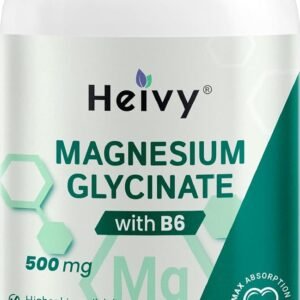 Heivy Magnesium Glycinate 500mg with Vitamin B6, 100% Chelated & Purified Supports Nerve Relief, Sleep Aid & Muscle Support, Vegan & Non-GMO, Made in USA, 3rd Party Tested, 120 Tablets