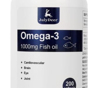 Fish Oil Omega 3 Concentrate Supplement 1000 mg, Rich in EPA and DHA, Supports Heart, Joint, Brain, and Eye Health, Promotes Overall Well-Being, Strengthens The Immune System, Non-GMO | 200 softgels