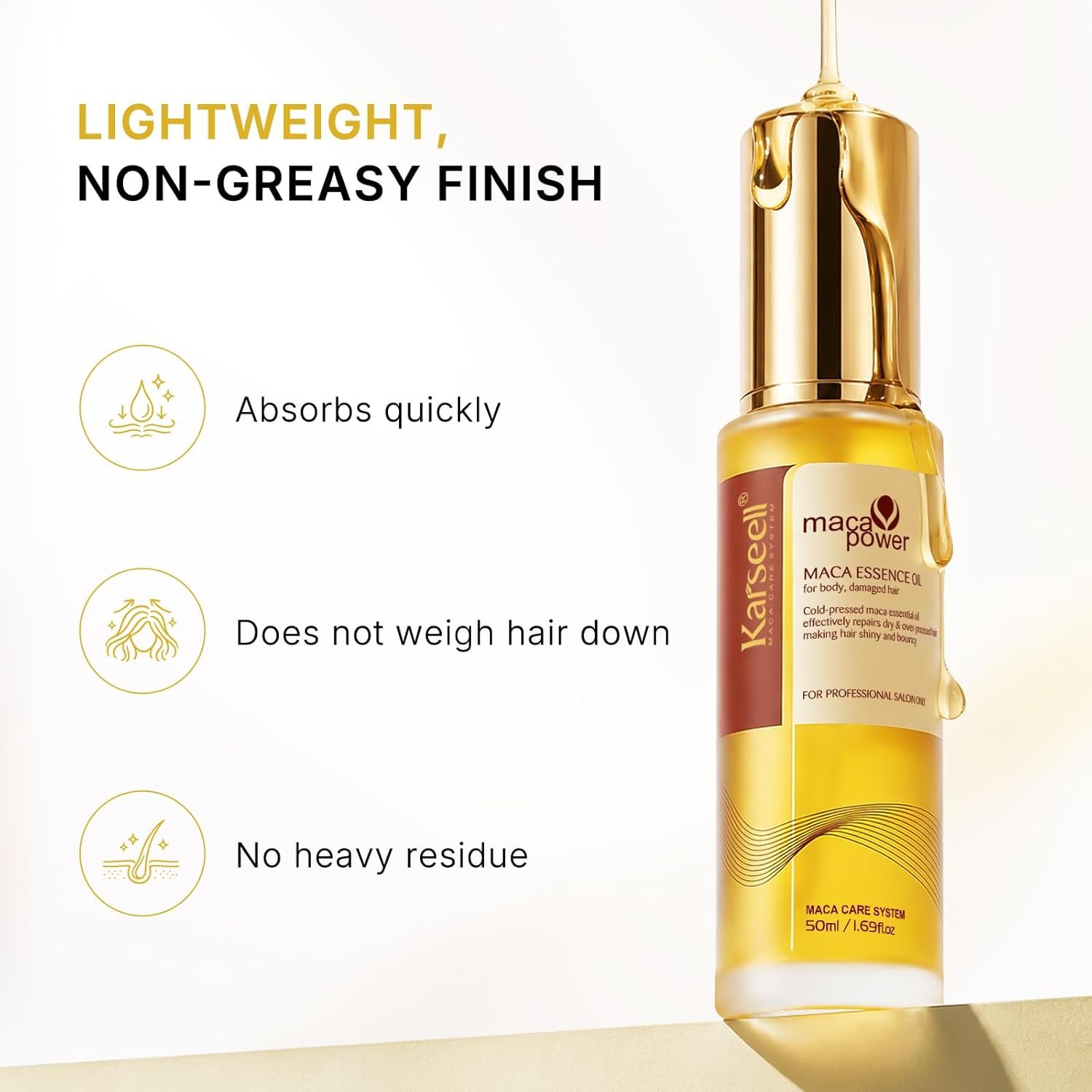 Karseell Moroccan Argan Oil for Hair Healing Cold Pressed Weightless Argan Oil Hair Serum for Dry Damaged Hair 50ml - Image 4