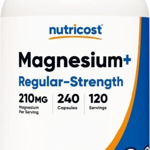 Nutricost Magnesium+ Regular Strength (210mg, 240 Capsules) – 120 Servings, Made with Magnesium Glycinate and Oxide, Non-GMO, Gluten Free and Vegan Friendly