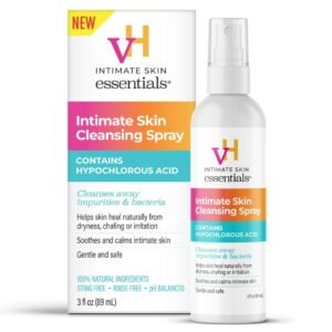 vH essentials Intimate Cleansing Spray with Hypochlorous Acid 3 fl oz – Gentle, pH-Balanced Feminine Cleanser for Odor Control, Freshness & Comfort – Alcohol-Free, Sting-Free