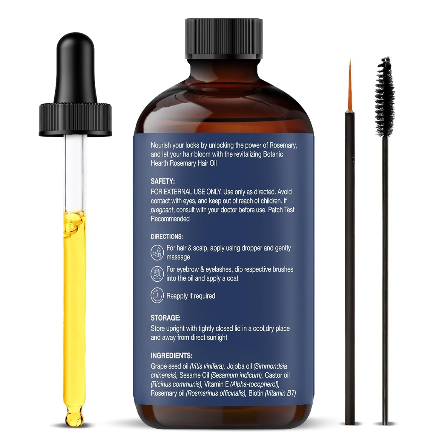 Botanic Hearth 100% Pure Rosemary Oil For Hair Growth Infused With Biotin | Hair Strenghtening Treatment | Nourishing & Volumizing | With Jojoba Oil & Castor Oil | Non GMO Verified | 2 fl oz, Blue - Image 6