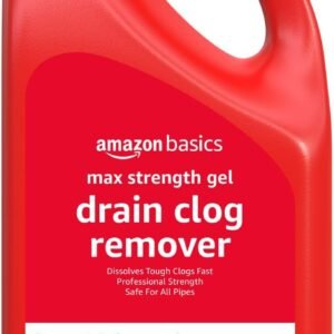 Amazon Basics Max Strength Drain Cleaner Gel, Hair Clog Remover, Dissolves Grease, Safe on All Pipes, 80 Fl Oz