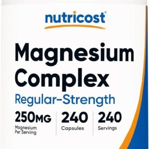 Nutricost Magnesium Complex 250mg, 240 Capsules – Magnesium Oxide, Citrate, and Glycinate – Gluten Free and Non-GMO