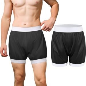 Carer Adult Diaper Cover Unisex Washable Incontinence Boxer Briefs Enclosed Elastic Leakproof Incontinence Underwear for Men Women Incontinence Supplies (Black，Large)