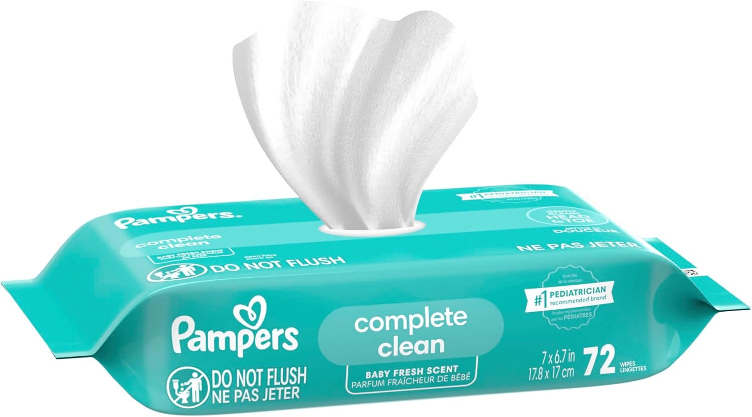 Pampers Baby Wipes, Complete Clean Baby Fresh Scented Wipe, Gently Cleans Head to Toe, 864 Total (12 Flip-Top Packs) - Image 9