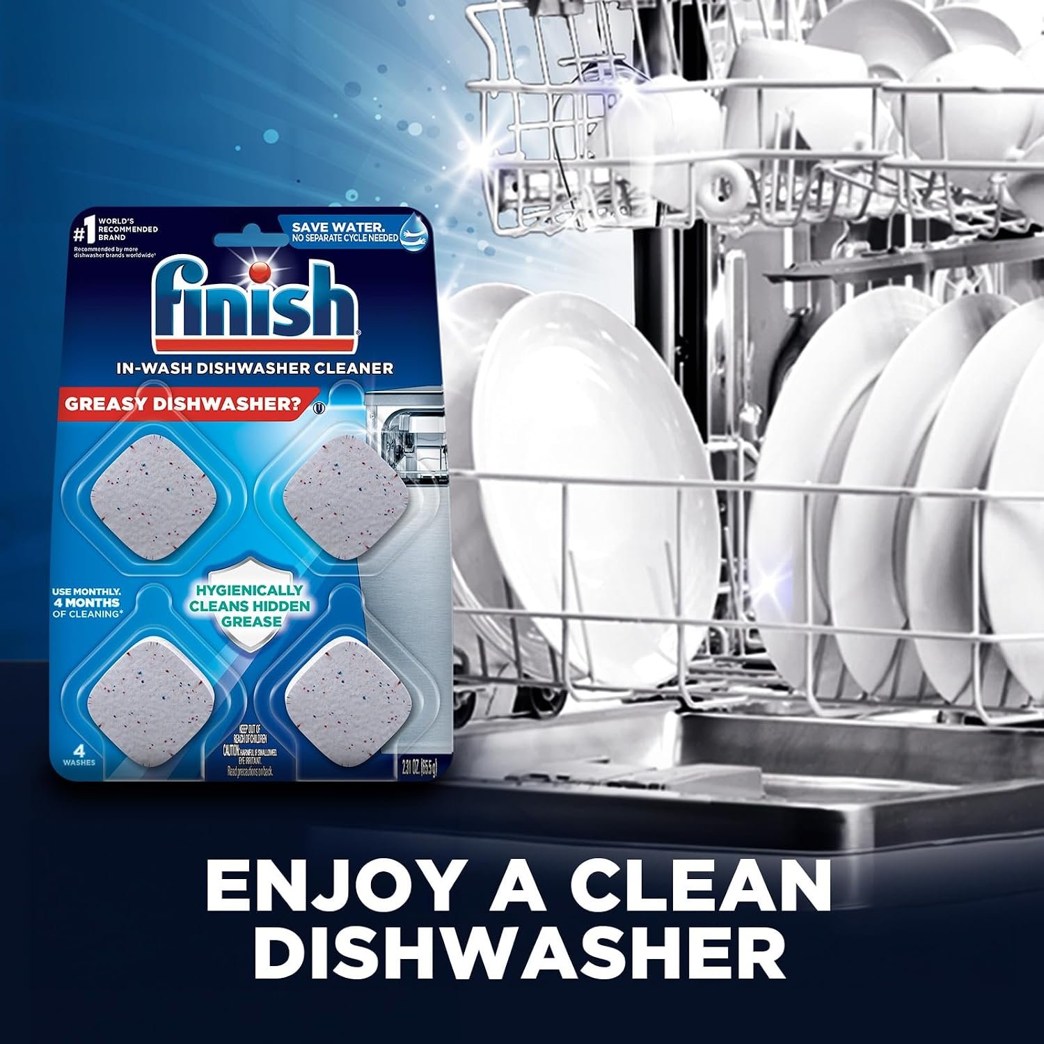 Finish In-Wash Dishwasher Cleaner: Clean Hidden Grease and Grime, 3 ct - Image 3