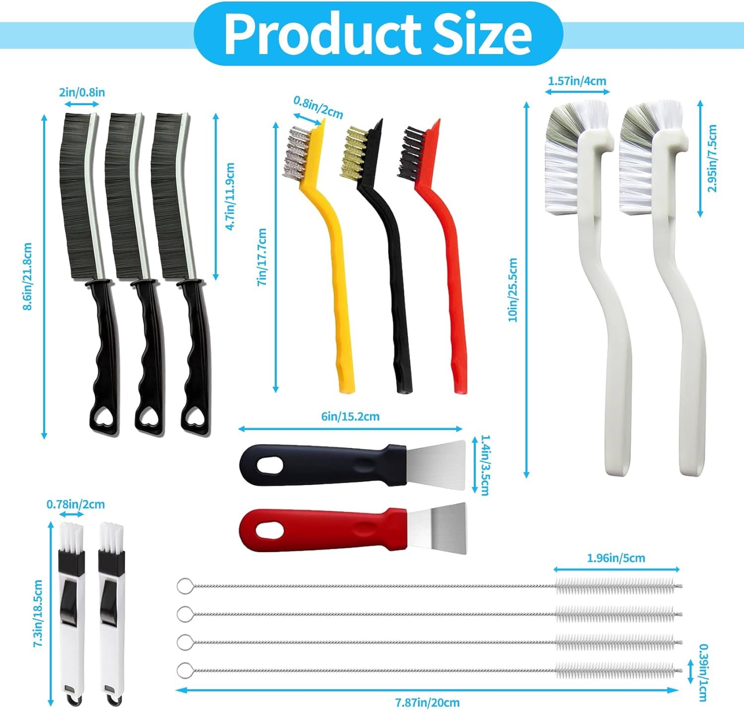 16Pcs Crevice Cleaning Brush Set, Hard Bristle Scrub Brushes Tools for Deep Cleaning Gap,Window Groove Cleaning Brush for Sliding Door, Sill, Tile Lines, Shutter, Corner, Sink, Teapot, Bottle (16 Pcs) - Image 7