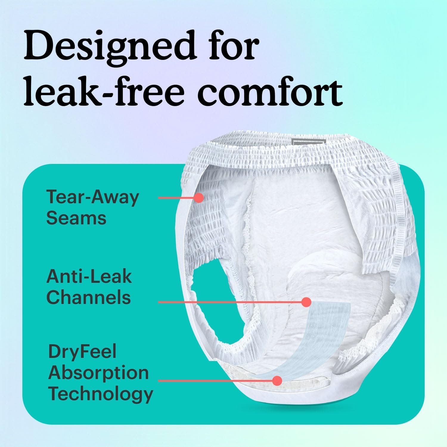 Because Overnight Absorbency Pull Ups - Adult Disposable Incontinence Underwear, Extra Absorbent Nighttime Briefs for Men and Women, White, Large, 20 Count - Image 4