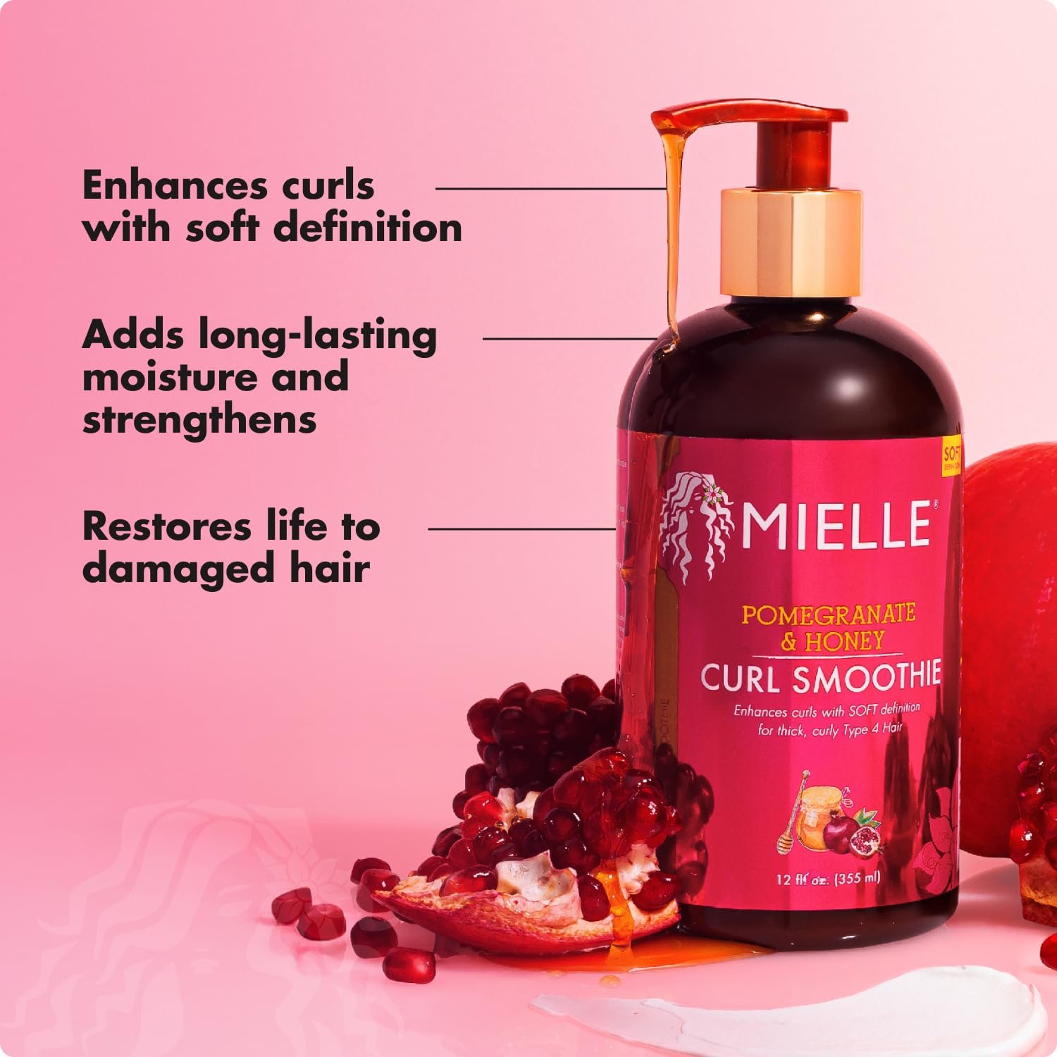 Mielle Organics Pomegranate & Honey Leave-In Conditioner for Curly Hair - Moisturizing Detangler & Curly Hair Treatment to Help Repair Damage, Prevent Frizz & Improve Shine, 12 Fl Oz - Image 9