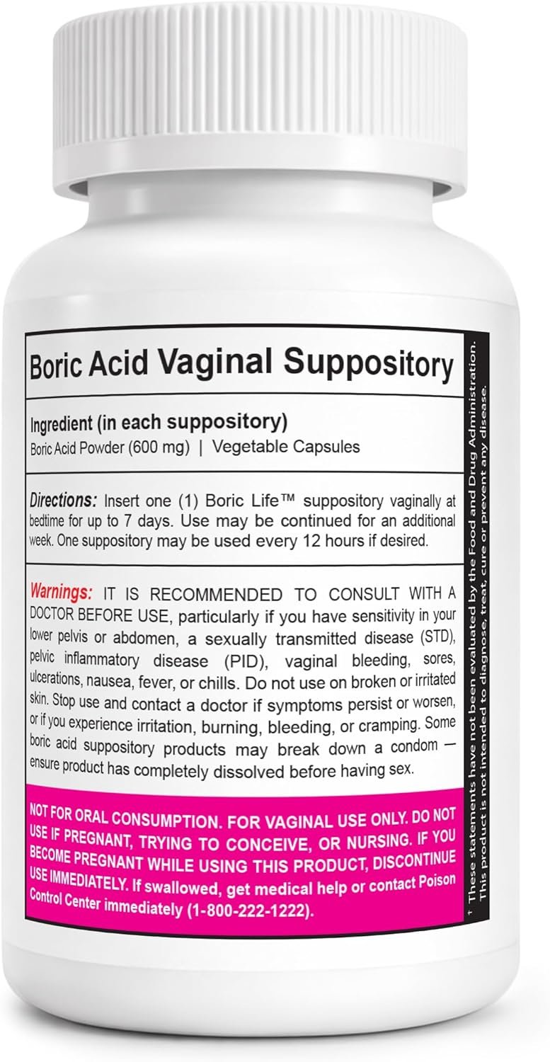 NutraBlast Boric Acid Suppositories - 100% Pure Made in USA - Boric Life Intimate Health Support (30 Count) - Image 2