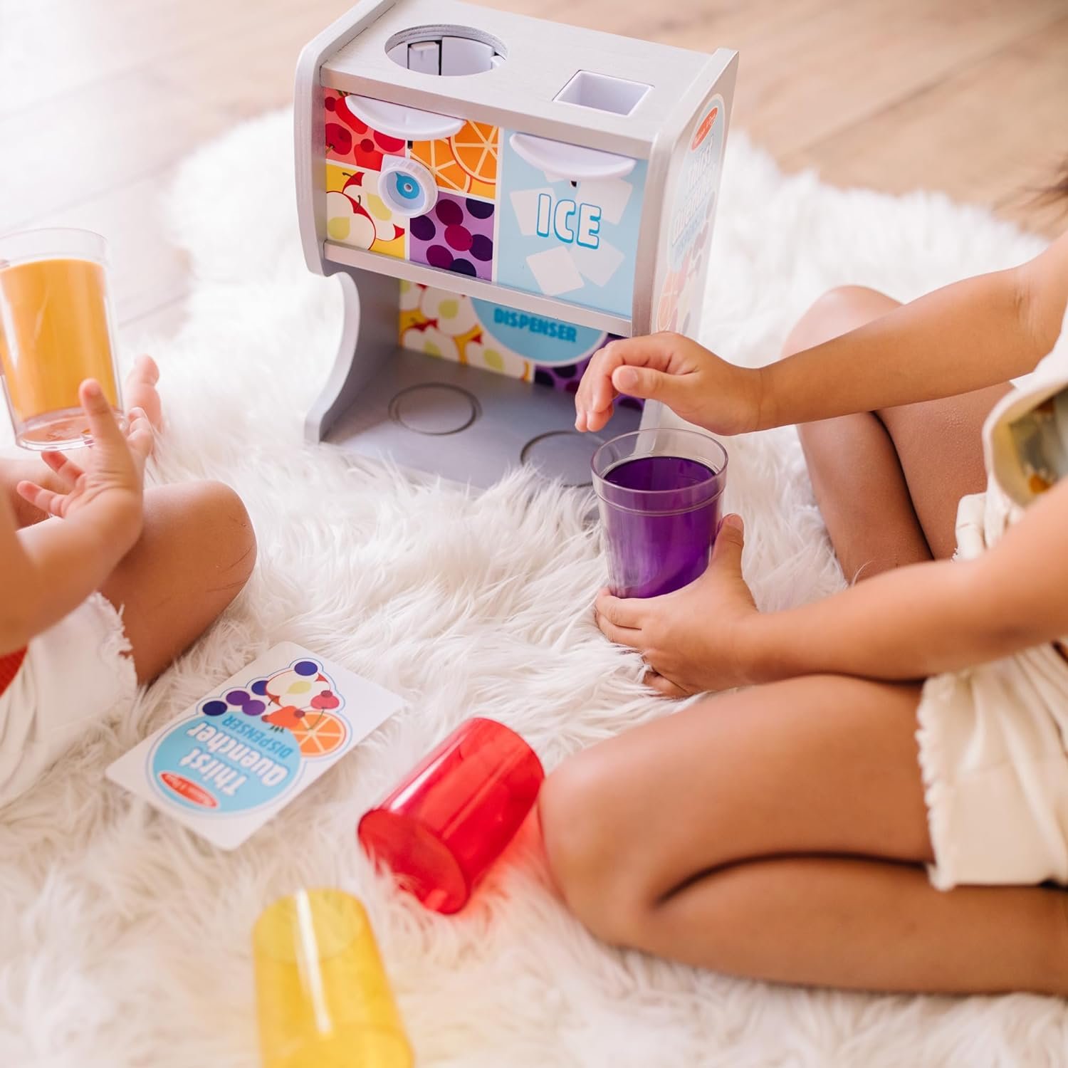 Melissa & Doug Thirst Quencher Wooden Drink Dispenser with Juice Inserts, Ice Cubes & Play Kitchen Accessories, Preschool Learning Toys for Girls & Boys 3+ - FSC Certified - Image 10