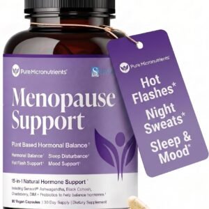 Menopause Supplements for Women – Natural Hormone Balance – Hot Flashes, Night Sweats, Sleep & Mood Support. with Sensoril® Ashwagandha, DIM, Chaste Berry & Black Cohosh Root – 60 Count