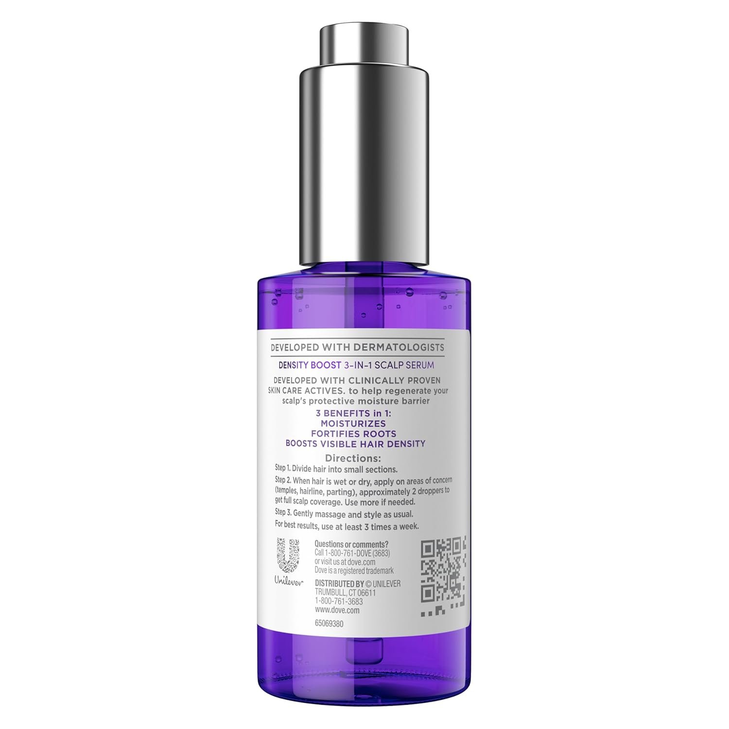 Dove Derma Scalp Density Boost 3-in-1 Scalp Serum 1 ct With Prebiotic Glycerin, Zinc + Peptides, and Niacinamide For Breakage And Hair Thinning 2 oz - Image 2