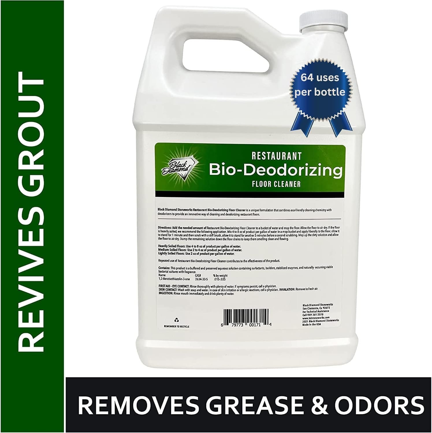 Restaurant Bio-Deodorizing Floor Cleaner - Heavy Duty Commercial Concentrated Enzyme Degreaser and Odor Eliminator for Mopping Tile, Laminate, Hardwood & More - Image 2