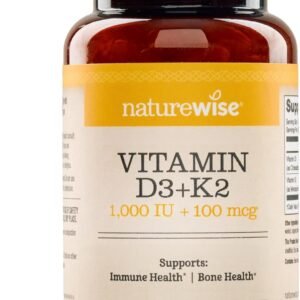 NatureWise Vitamin D3 1000IU + K2 (MK7) 100mcg with Organic Extra Virgin Coconut Oil – Supports Calcium Absorption, Bone & Immune Health – Non-GMO, Soy & Gluten-Free – 30 Softgels[1-Month Supply]