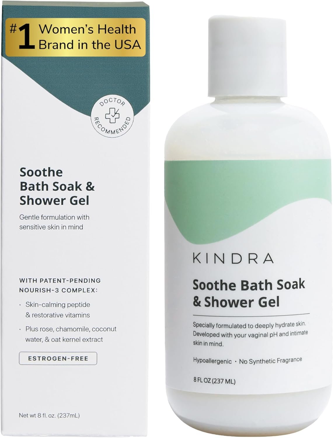 Kindra Soothe Feminine Wash - pH Balanced Unscented Intimate Wash - OBGYN Recommended for Vulva Dryness, Odor Support, Anti Itch, and Irritation - Vaginal Health Safe