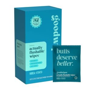 goodwipes Flushable Wipes for Women – Shea-Coco Individually Wrapped Travel Butt Wipes To Go, Mini Purse & Festival Essentials for Adults, pH Balanced for Feminine Hygiene, 32 Count (1 Pack)