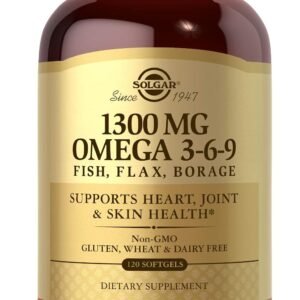 Solgar 1300 mg Omega 3-6-9, 120 Softgels – Fish Oil Supplement – Support for Joint & Skin Health – Includes Flaxseed & Borage – Contains EPA & DHA Omega 3 Fatty Acids – 40 Servings