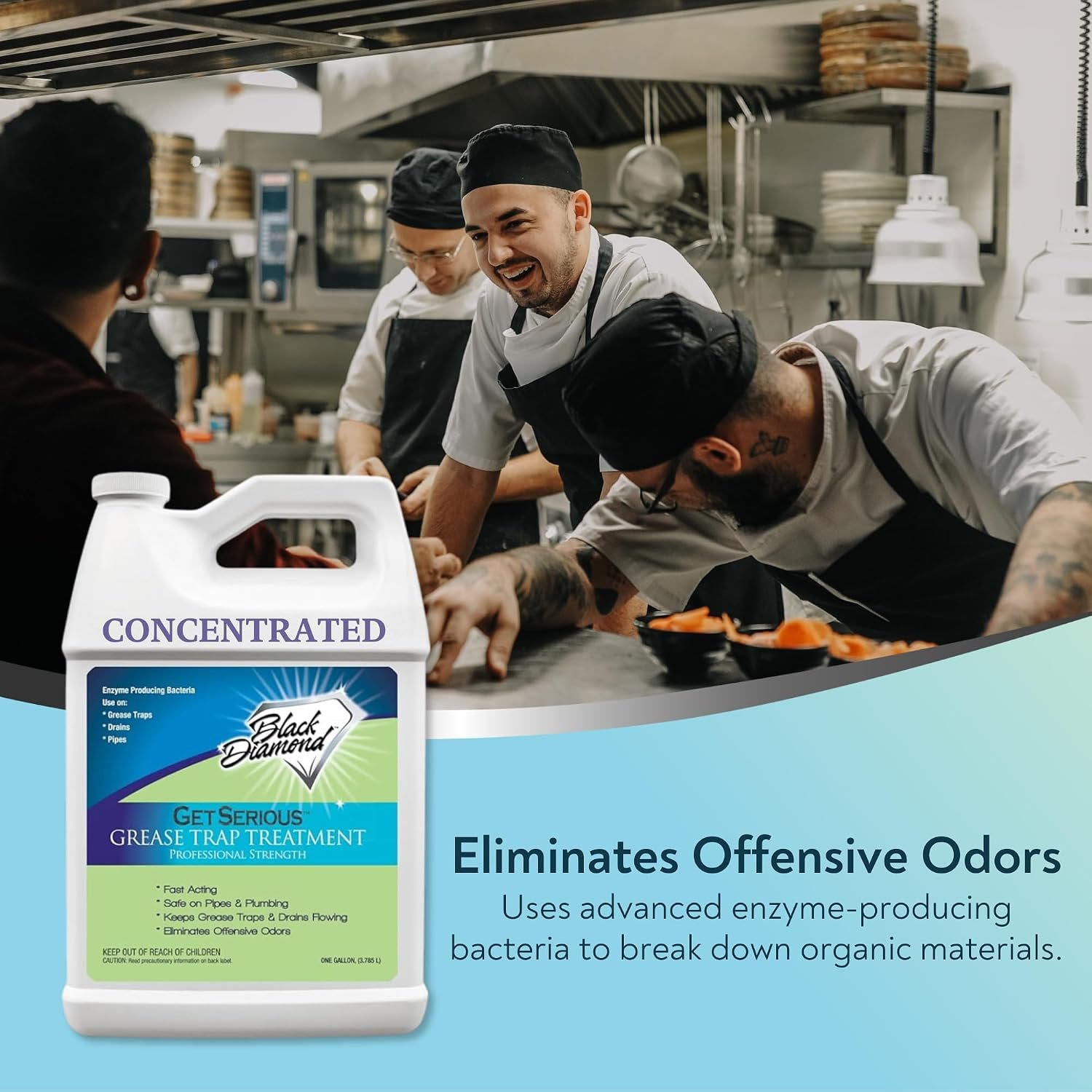 Black Diamond Stoneworks GET SERIOUS Grease Trap Treatment. Commercial Enzyme Drain Opener, Odor Control, Enzyme for Grease Trap Cleaner, and Maintenance. Eliminates Build-Up, Odor, and drain grease. - Image 6