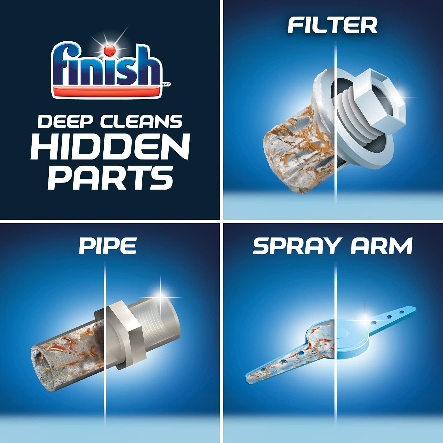 Finish Dual Action Dishwasher Cleaner: Fight Grease & Limescale, Fresh 8.45 oz.(Pack of 4) - Image 5