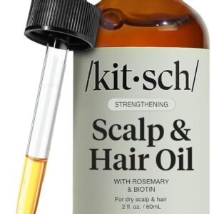 Kitsch Rosemary Oil for Hair Growth – Pre-Wash Hair Oil with Castor, Biotin, Jojoba – Hair Care, Adds Shine, Strengthens Roots, Scalp Treatment | Ideal Gifts for Women – Lavender Scent, 60mL