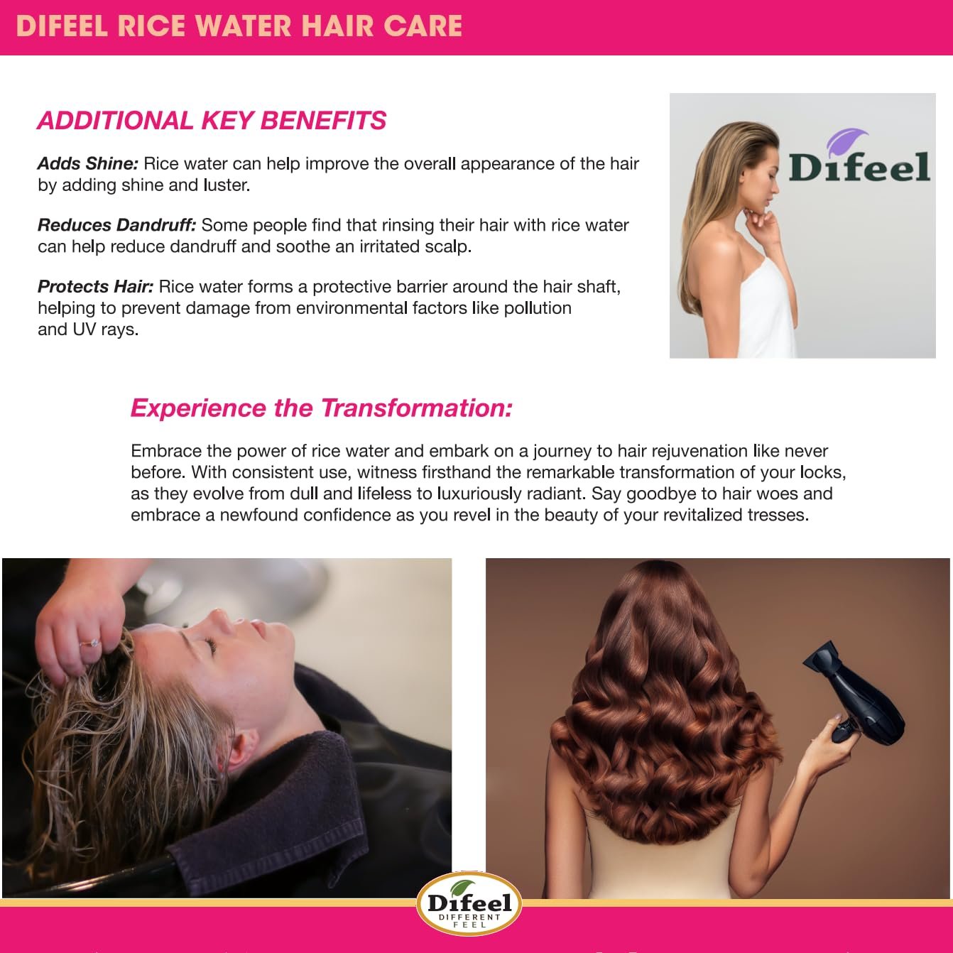 Difeel Rice Water Leave-in Conditioning Spray 8 oz. - Spray Leave in Conditioner For Dry Damaged Hair - Image 7