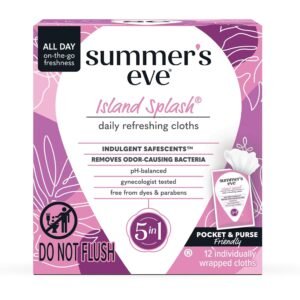 Summer’s Eve Feminine Wipes, Island Splash, Individually Wrapped Vaginal Wipes, Feminine Care to Help Remove Vaginal Odor, Gynecologist Tested, 12 Wipes