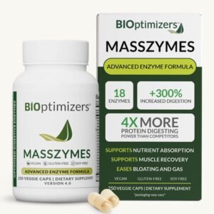 BiOptimizers MassZymes – Complete Digestive Enzymes Supplement for Gut Health – Bloating Relief for Men and Women – Lipase Amylase Bromelain Digestive Enzymes (250 Capsules)