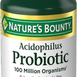 Nature’s Bounty Lactobacillus Acidophilus Probiotic Supplement – Daily Probiotic for Women/Men Digestive Health, 100 Million Organisms, Vegetarian, 1 Serving per Day, 120 Tablets
