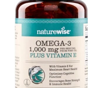 NatureWise Extra-Strength Omega 3 Fish Oil Supplement – 1000mg per Serving – 600 EPA & 400 DHA and Vitamin E – Sustainably Sourced Fish Oil – Lemon Flavor – 60 Softgels[1-Month Supply]