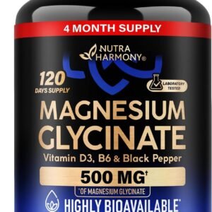 Magnesium Glycinate 500 mg – Chelated Supplement – High Absorption Form of Magnesium – Support for Sleep, Muscle & Heart Health – for Women & Men – Lab Tested & Non-GMO – 120 Capsules