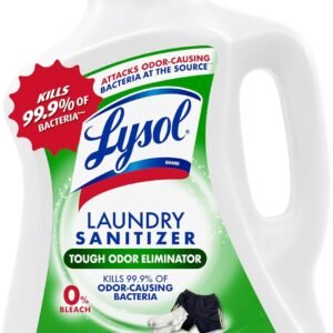 Lysol Tough Odor Eliminator Laundry Sanitizer Additive, Sanitizing Liquid for Gym Clothes and Activewear, 0% Bleach, Eliminates Odor Causing Bacteria, 90oz