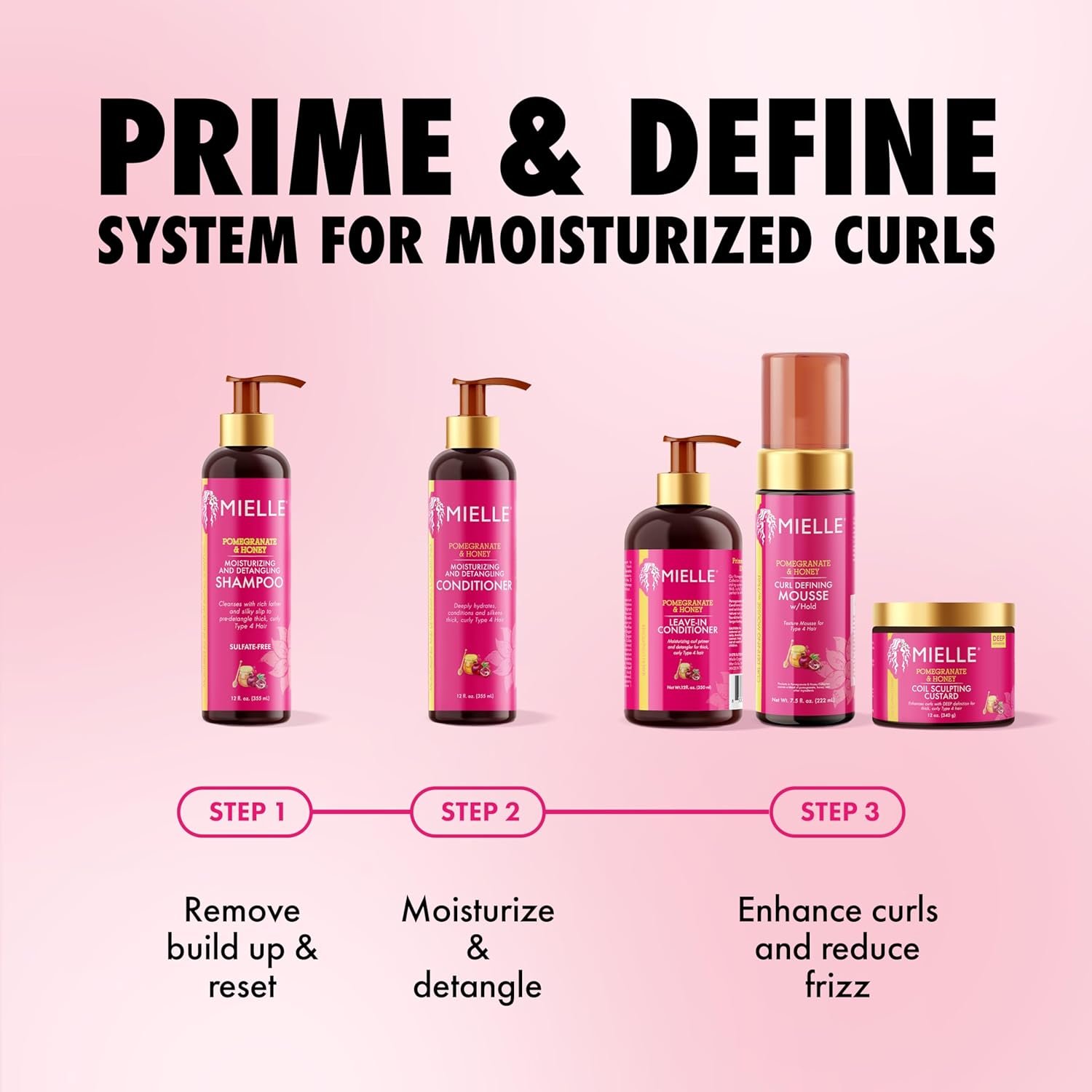 Mielle Organics Pomegranate & Honey Leave-In Conditioner for Curly Hair - Moisturizing Detangler & Curly Hair Treatment to Help Repair Damage, Prevent Frizz & Improve Shine, 12 Fl Oz - Image 2