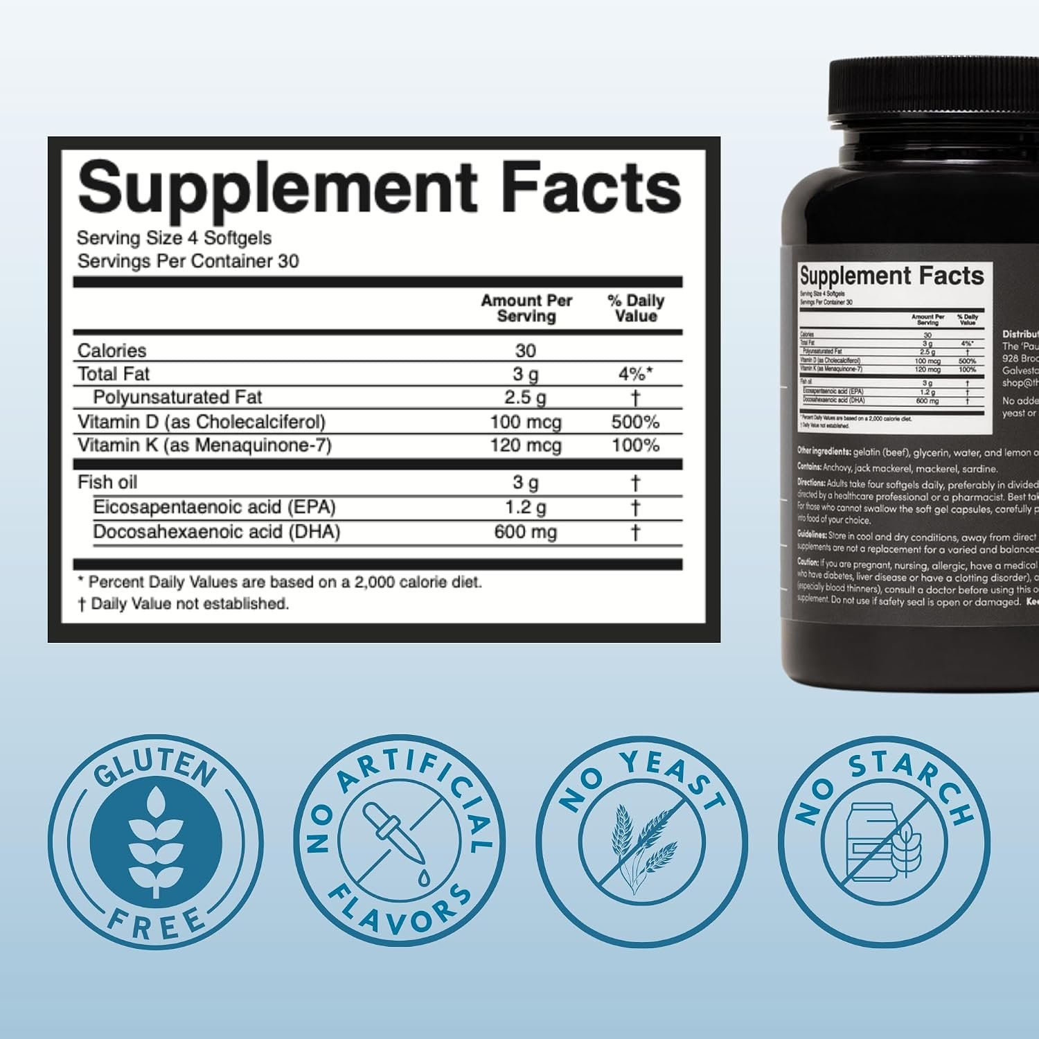 The 'Pause Life Omega 3, Vitamin D & K2, Gluten Free Supplement, Fish Oil and Vitamin Formula, Immune Support, Daily Wellness Routine, Natural Ingredients, Dairy Free, Unflavored, 120 Softgels - Image 2