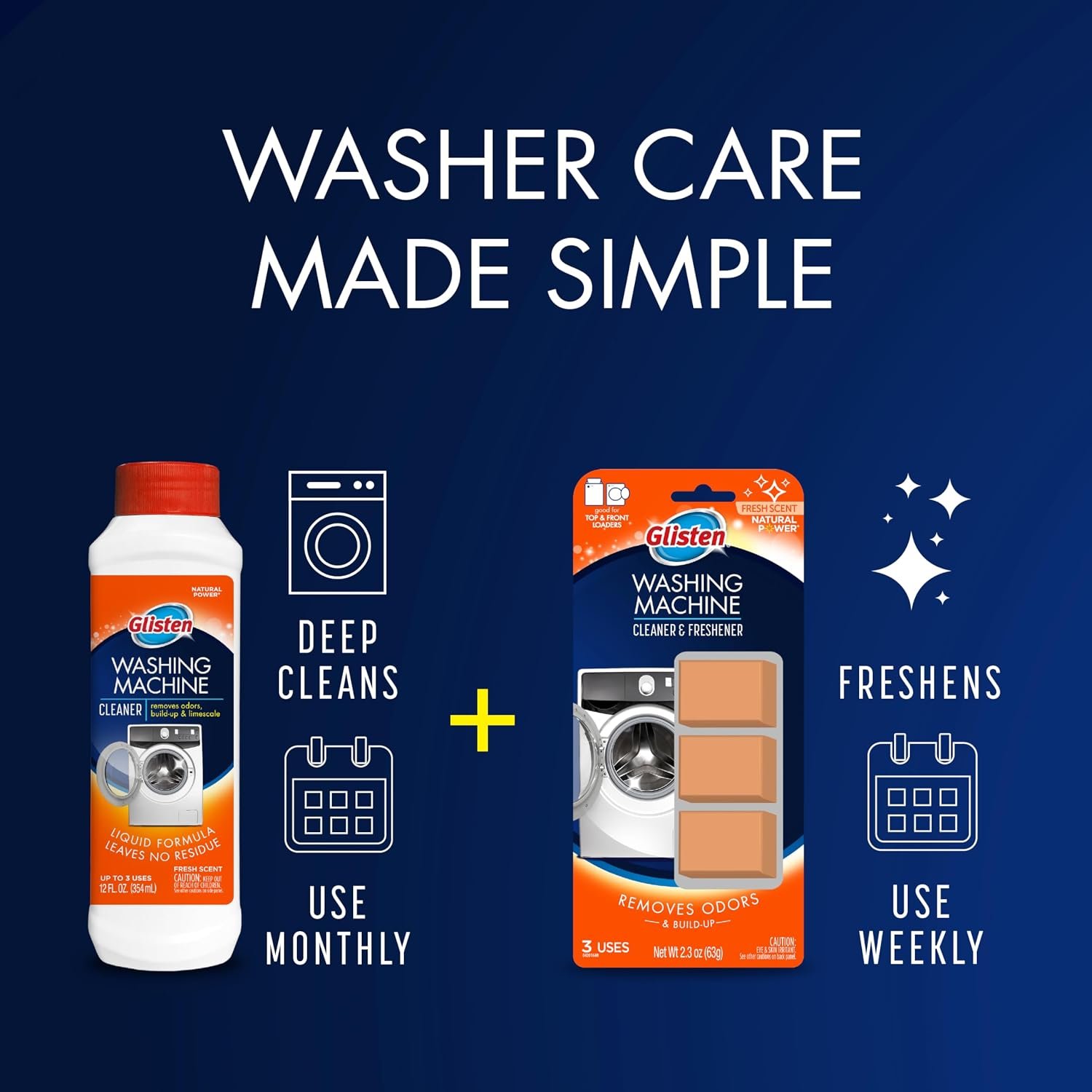 Glisten Washing Machine Cleaner, Helps Remove Odor, Buildup, and Limescale, Fresh Scent, Made in the USA, 12 Ounce Bottle, 3-Pack - Image 7