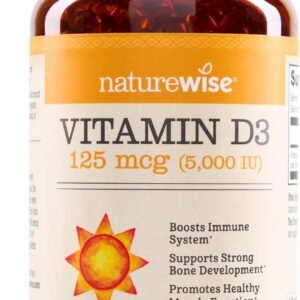 NatureWise Vitamin D3 5000iu (125 mcg) 1 Year Supply for Immune Support, Healthy Muscle Function, and Bone Health, Gluten Free in Organic Extra Virgin Olive Oil, (Mini Softgel), 360 Count